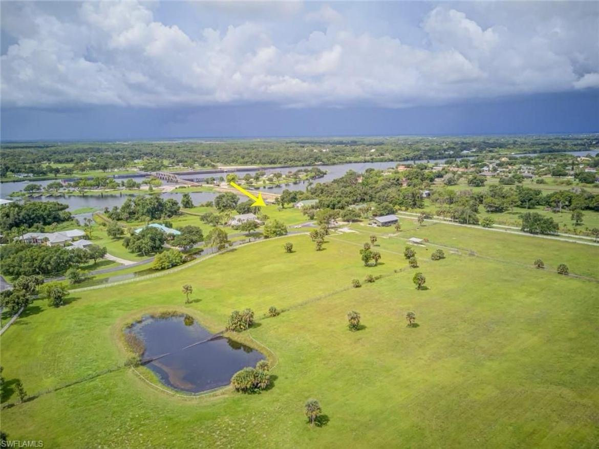 Aerial view of Riverwind Ranch property in Alva, Florida