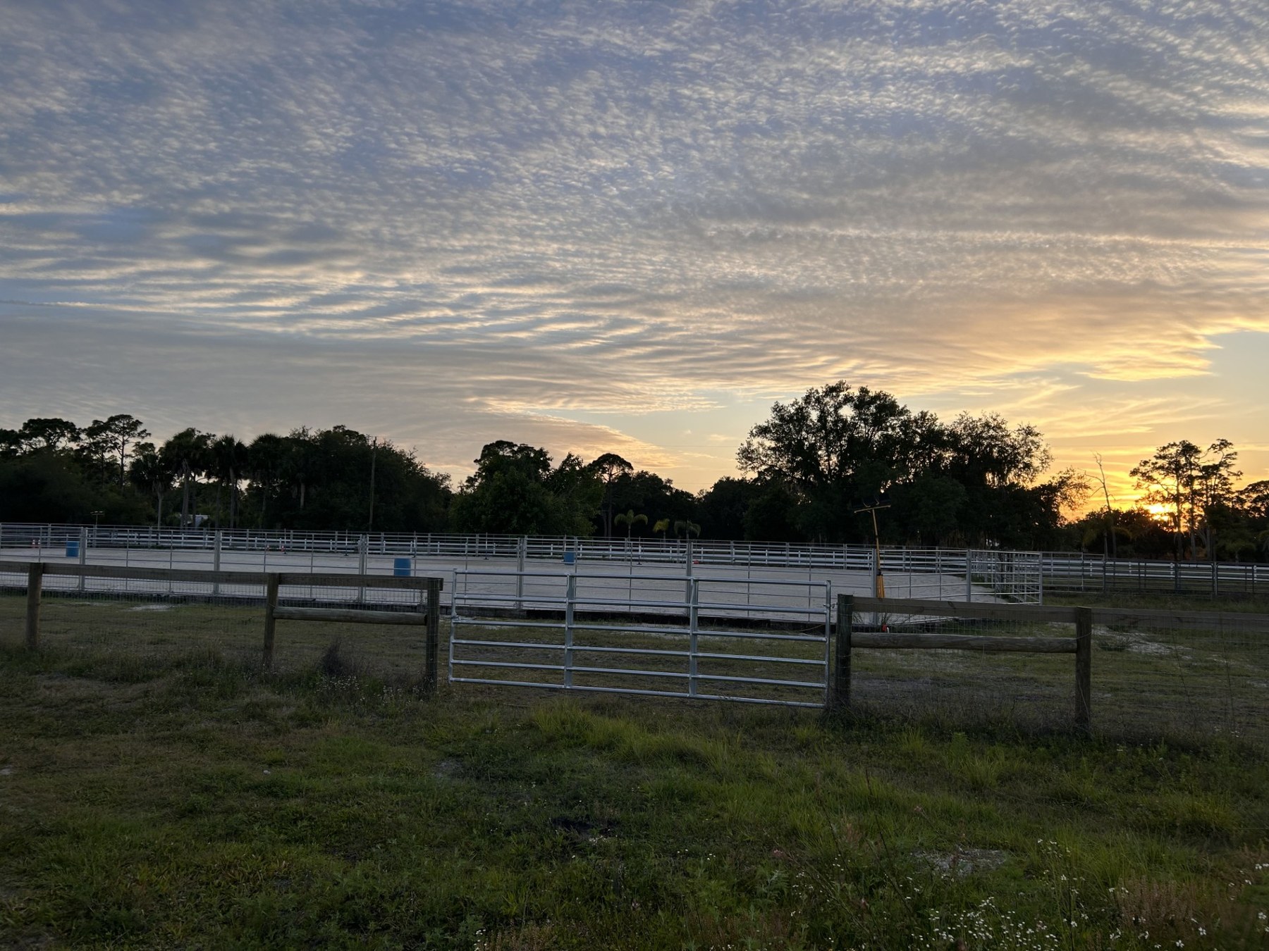 Florida sunset over the Riverwind Ranch arena